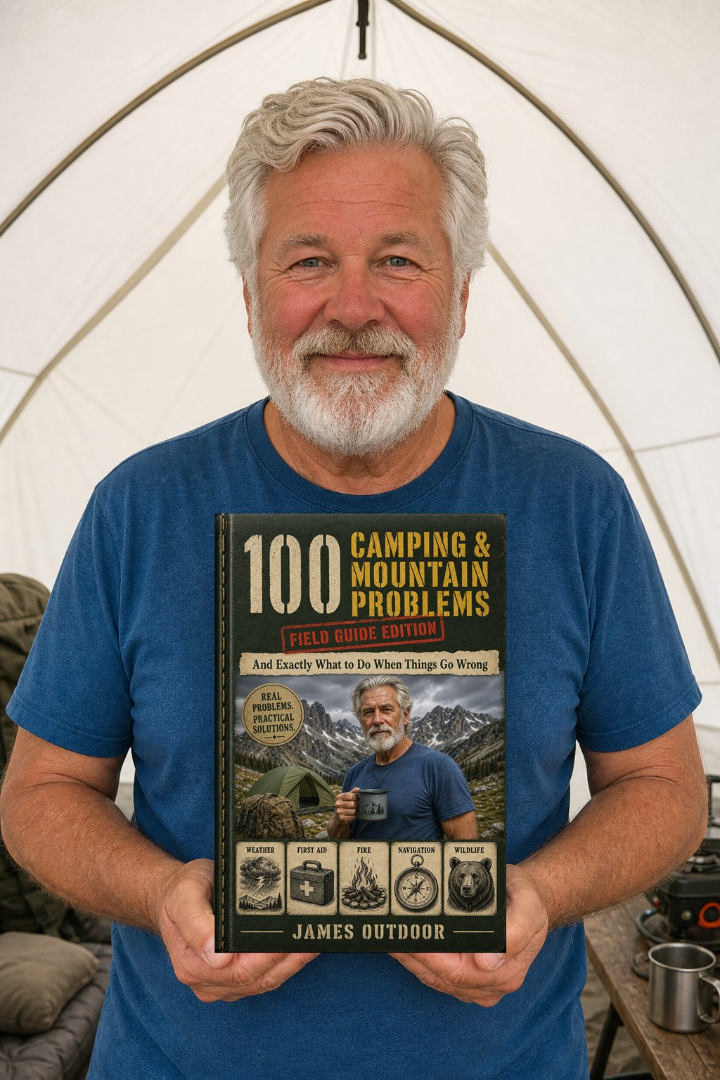 James Outdoor holding his book